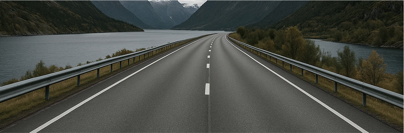 Europäische Autobahn mit LKW